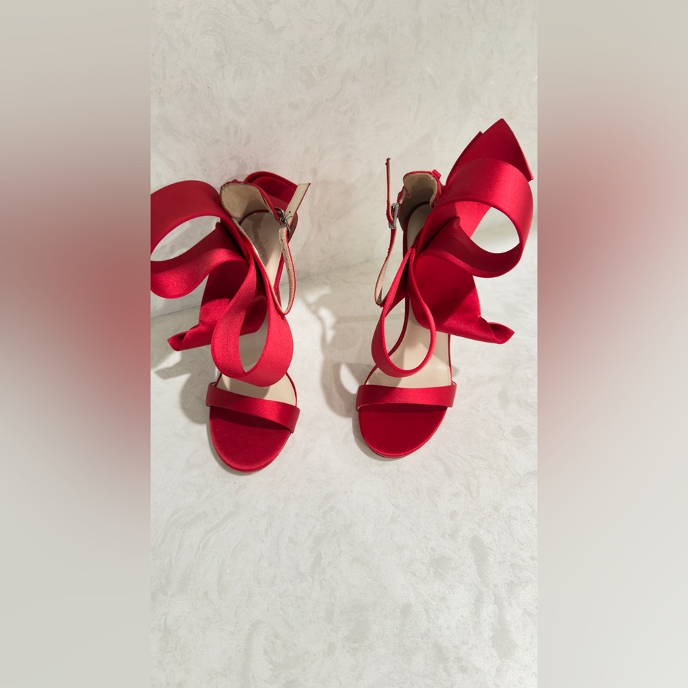 RED SATIN OPEN TOE